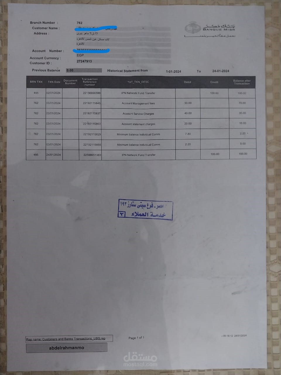 Bank Statement (Financial)