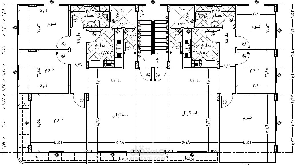 التقسيم المعماري لقطعة أرض (20*12) متر
