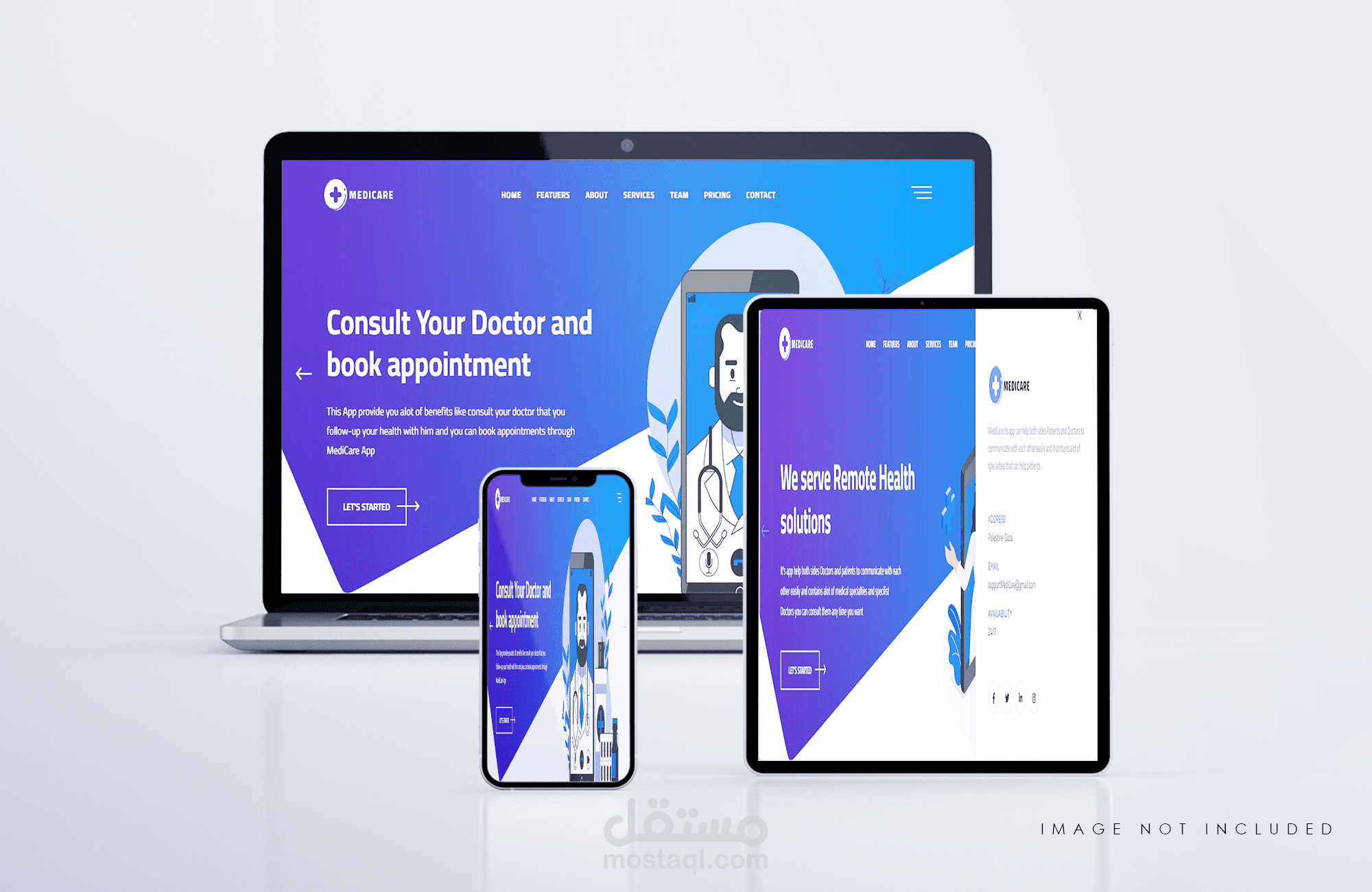 تصميم وتطوير صفحة هبوط لتطبيق استشارات طبية