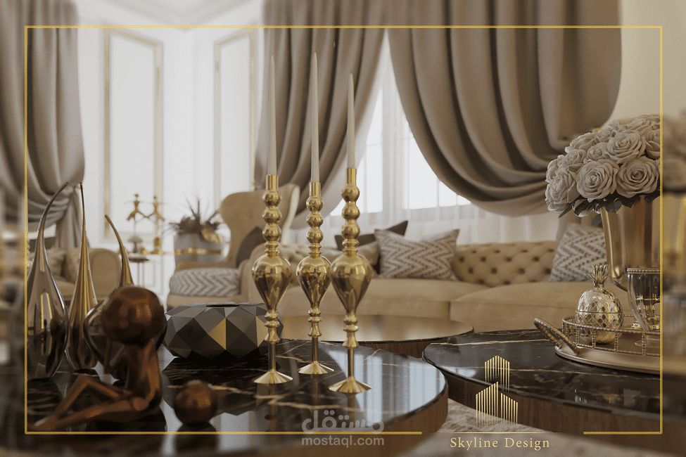 تصميم صالون استقبال لشقة سكنية في مدينة دمشق | Damascus Salon