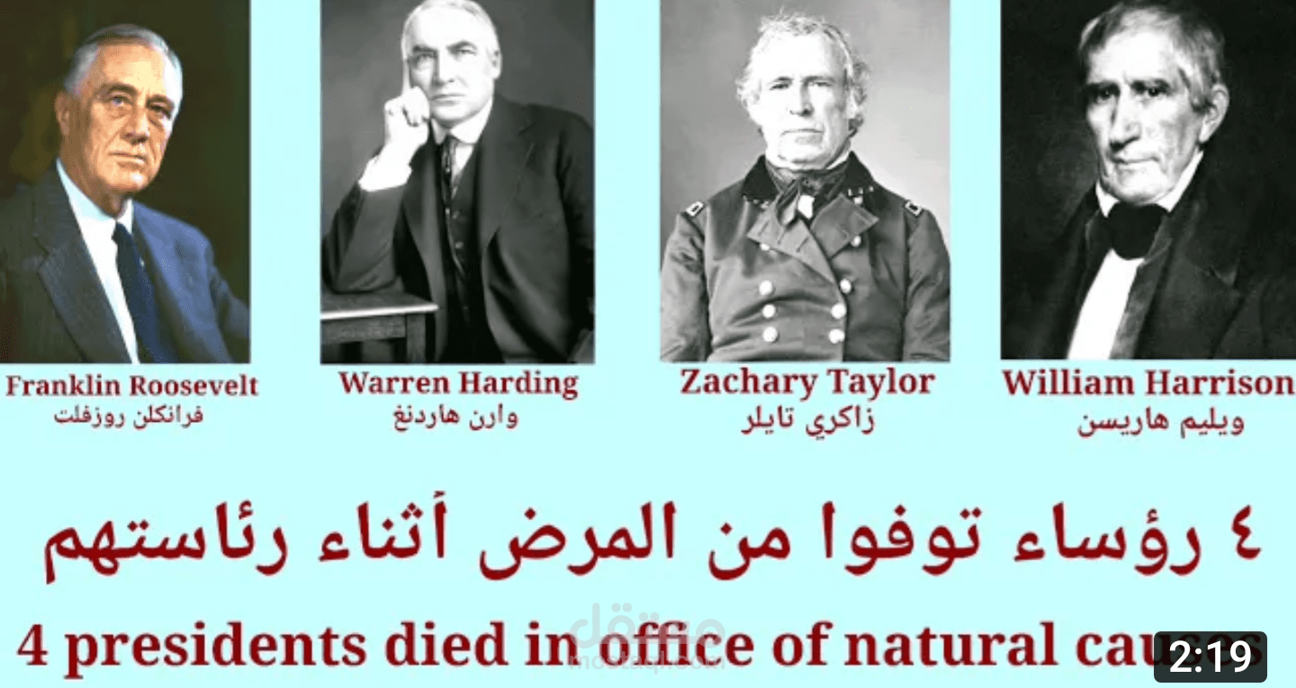 فيديو من إعدادي باللغتين عن تاريخ رؤساء أمريكا