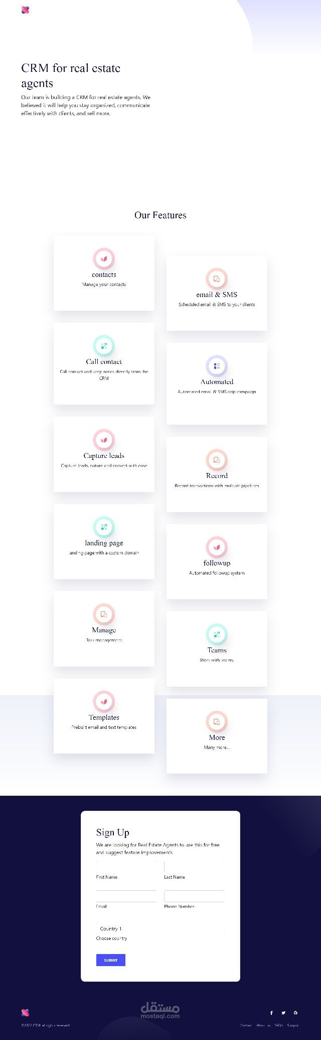 صفحة هبوط لخدمة saas