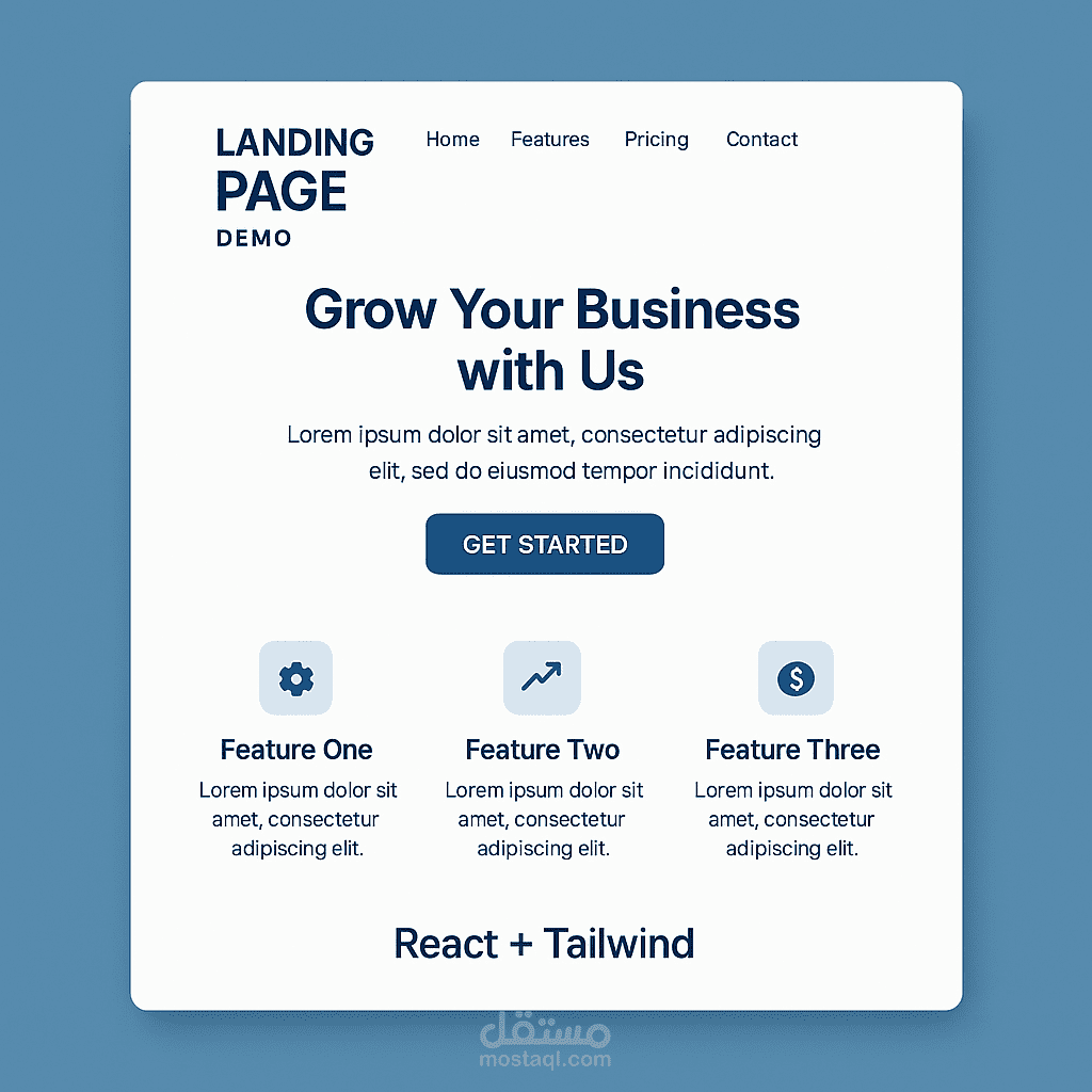 Landing Page Demo – صفحة هبوط احترافية بـ React + Tailwind