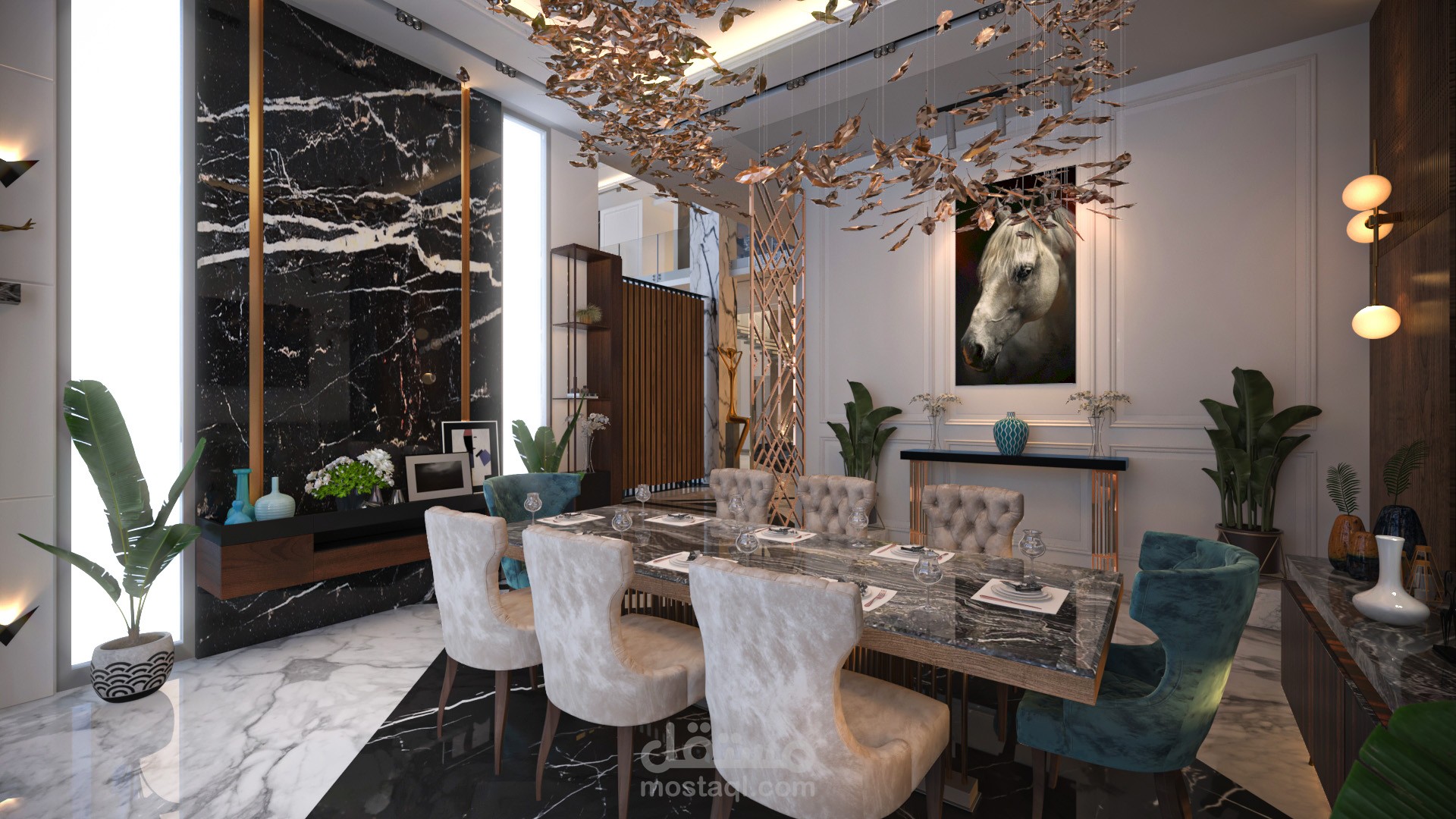 غرفة طعام بفيلا المملكة العربية السعودية