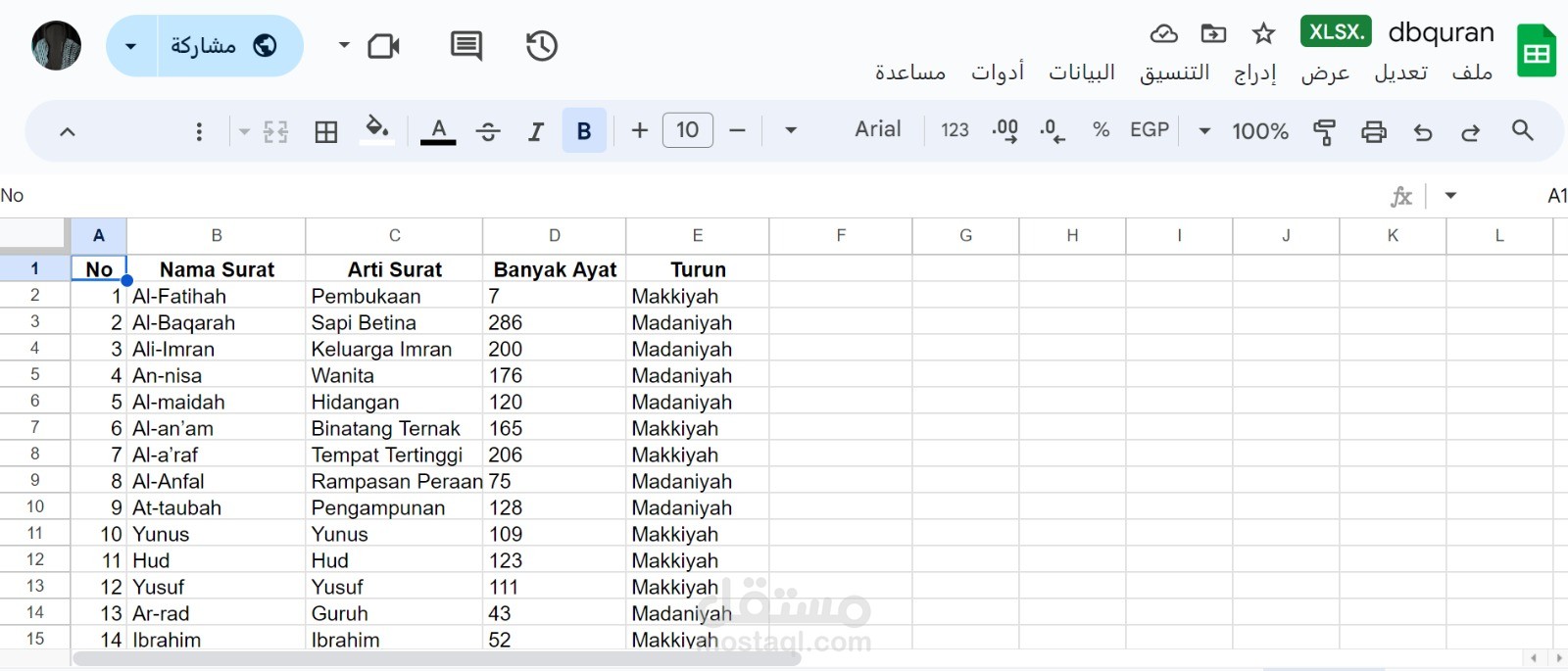 داتا بيز القران الكريم