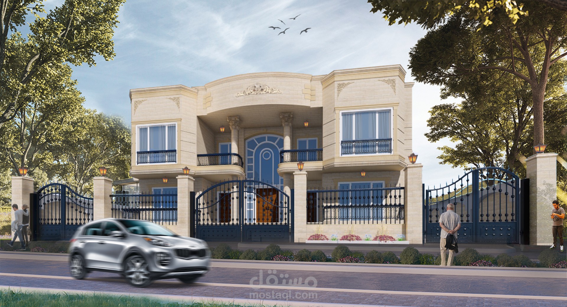 تصميم واجهه فيلا سكنية بالتجمع الخامس