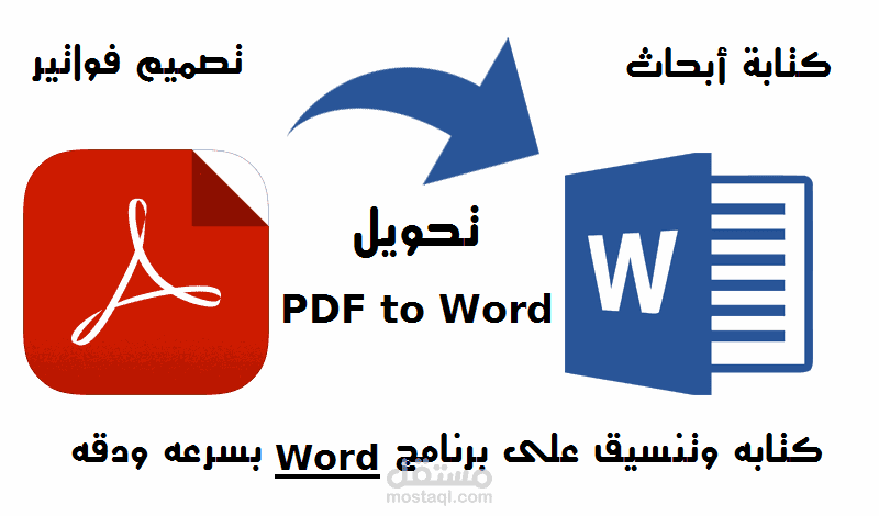 كتابة ملفات وورد و PDF قابلة للتعديل وجاهزة للطباعة