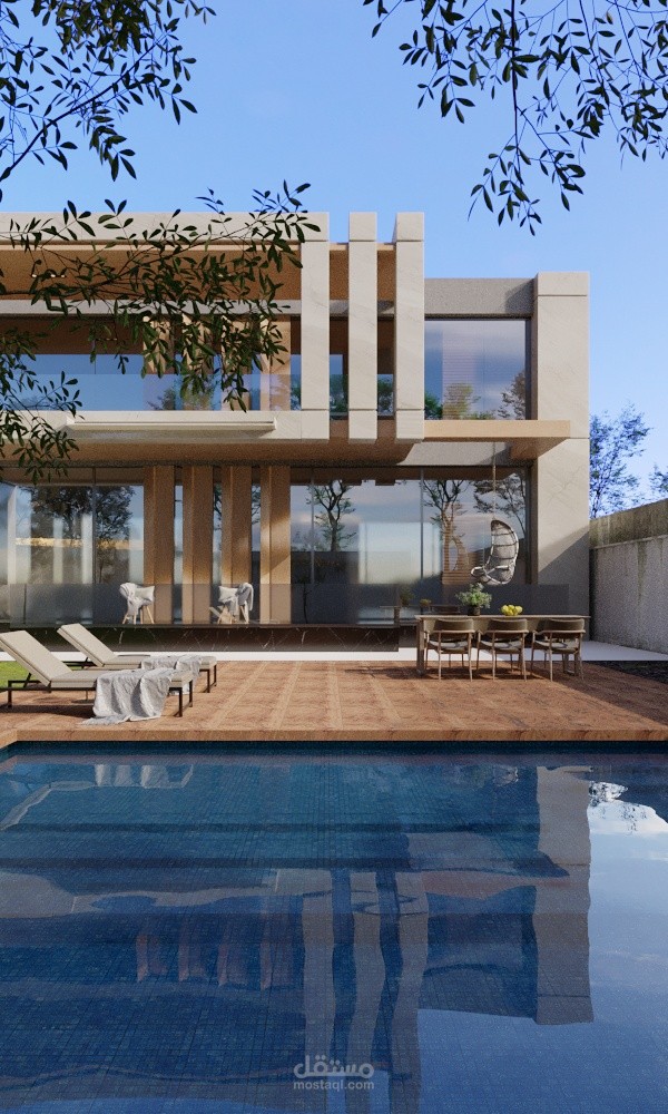 تصميم فيلا مودرن مع لاندسكيب