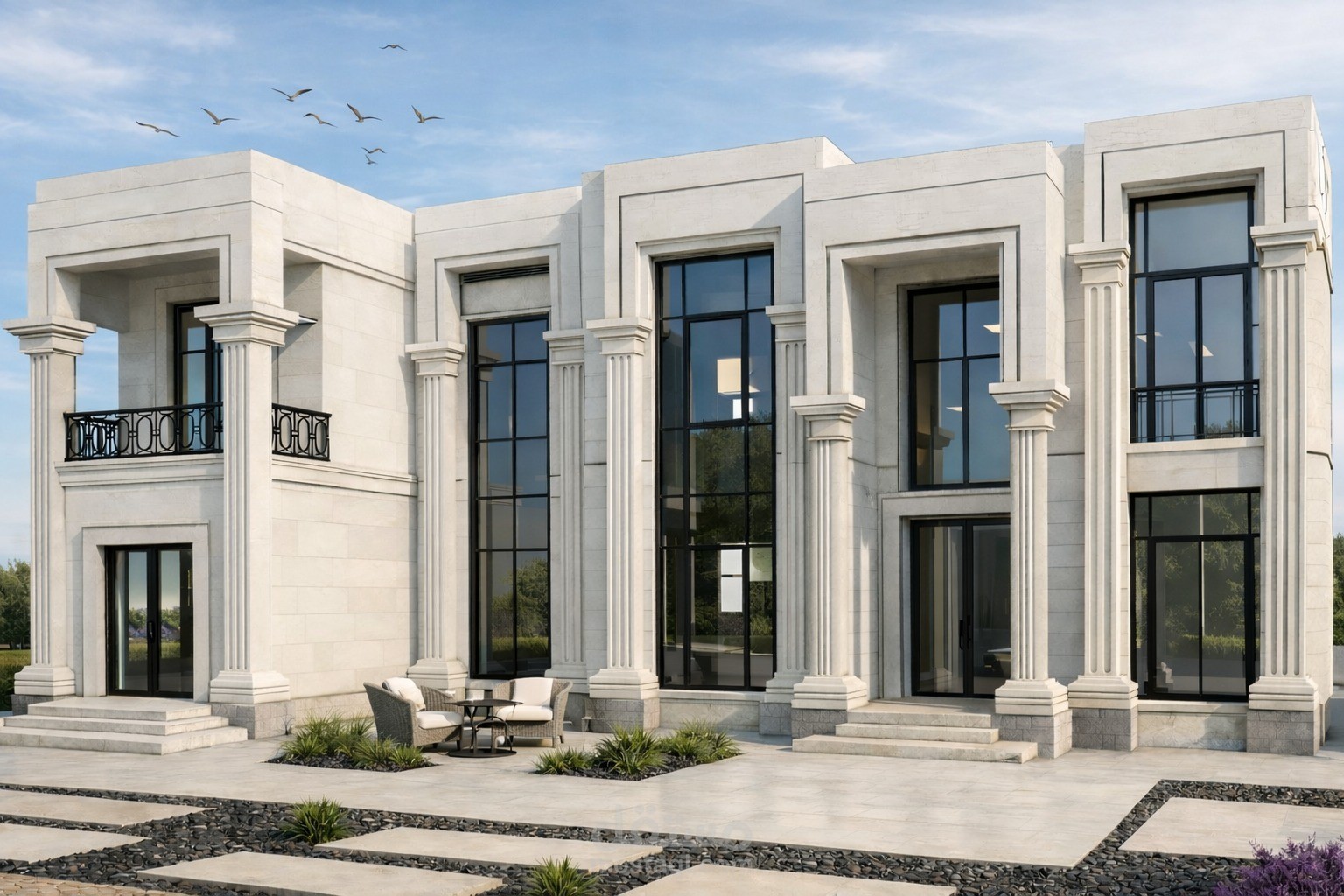 تصميم فيلا  نيوكلاسيك في ابو ظبي