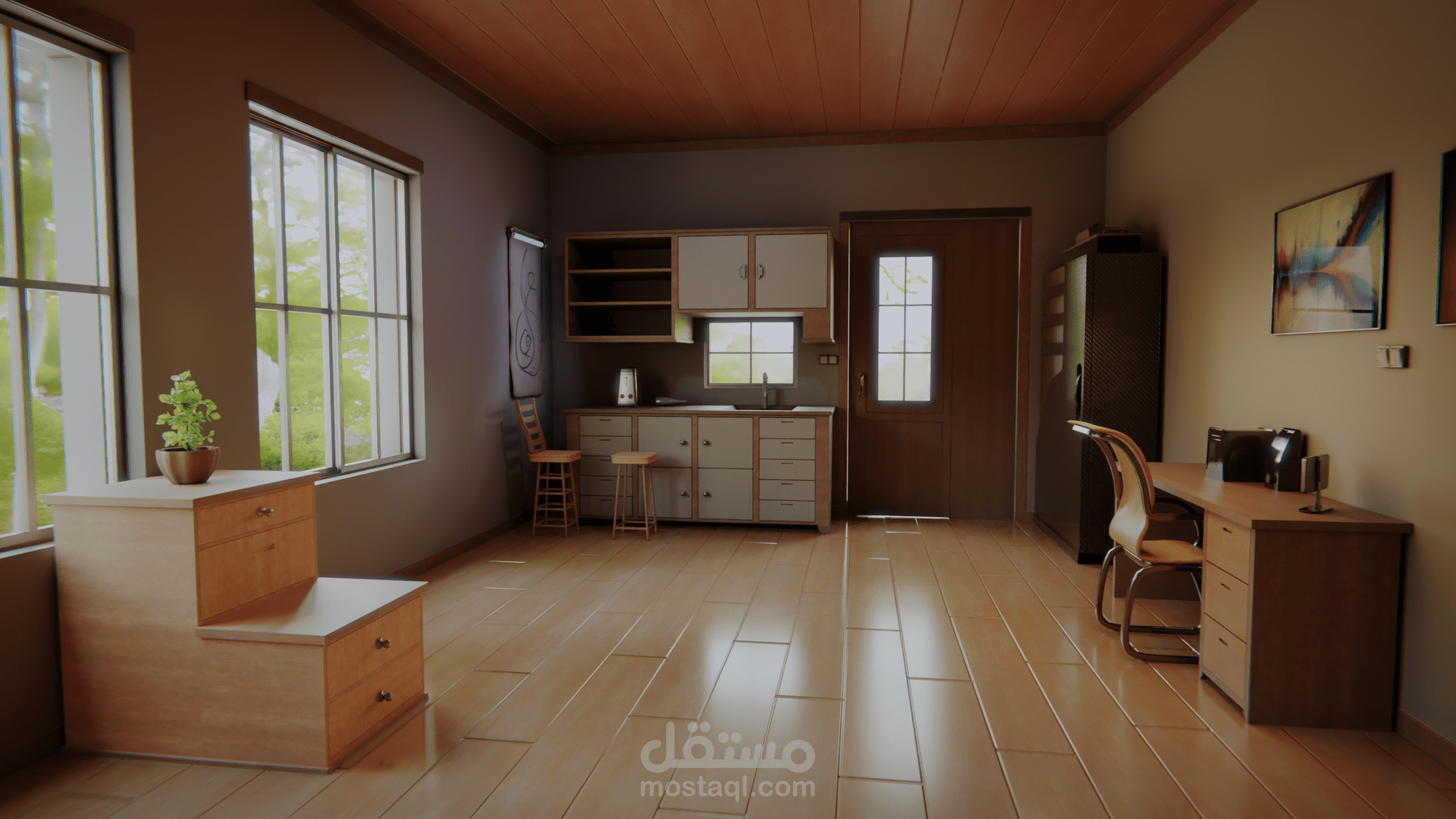 تصميم 3D لبيئة داخلية