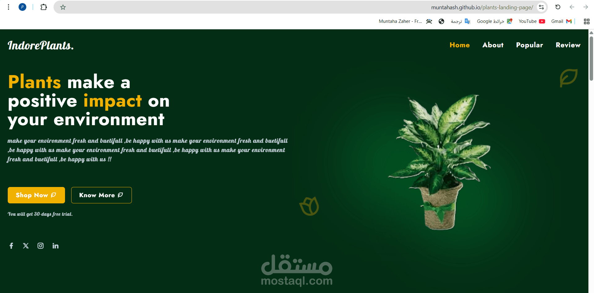 Plants Landing Page