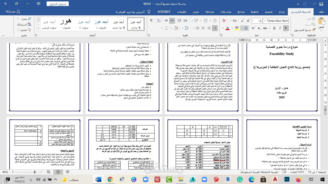 دراسة جدوى باللغتين العربية والانجليزية