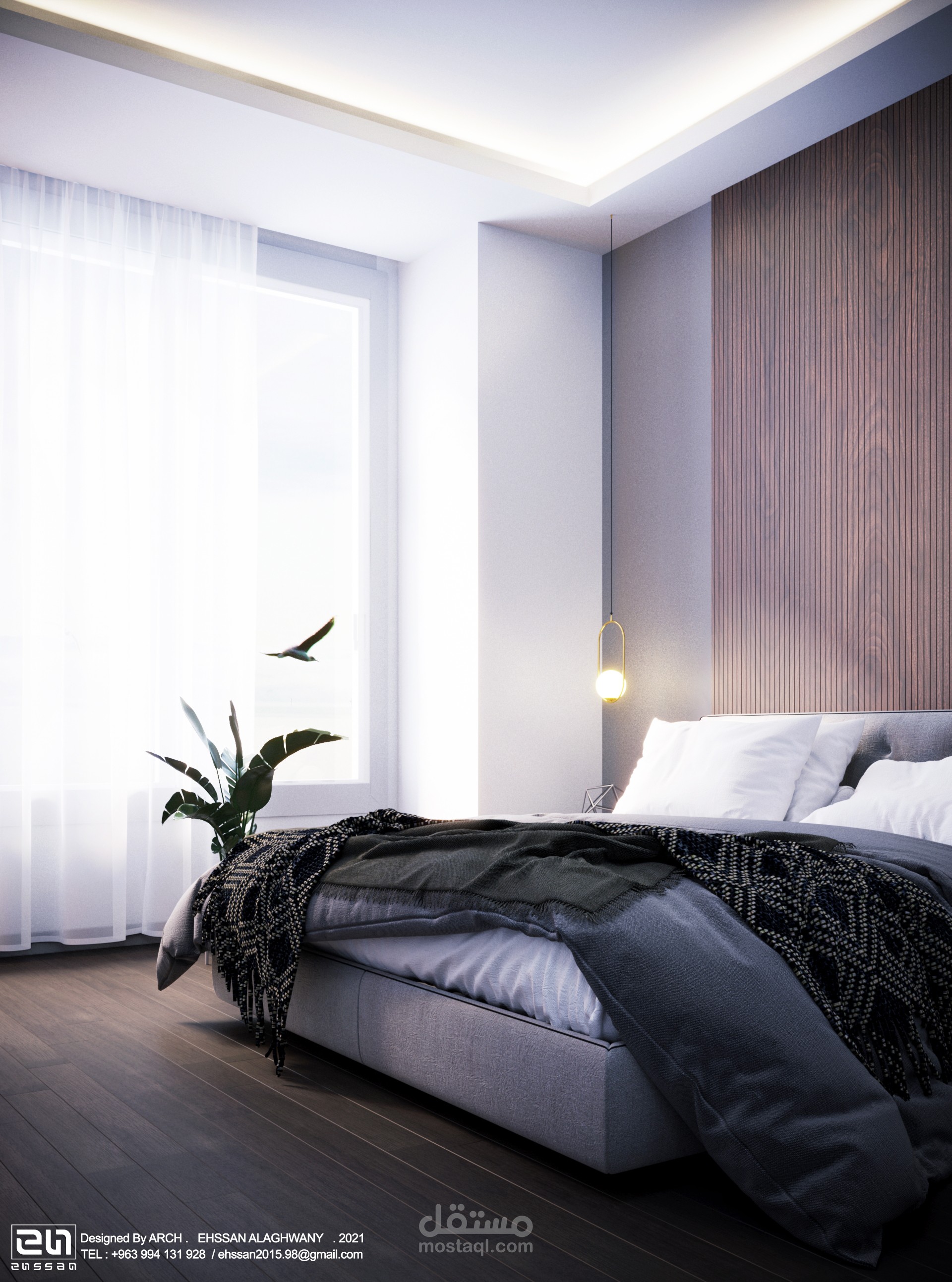 Modern Bedroom Concept – Light, Texture, and Comfort