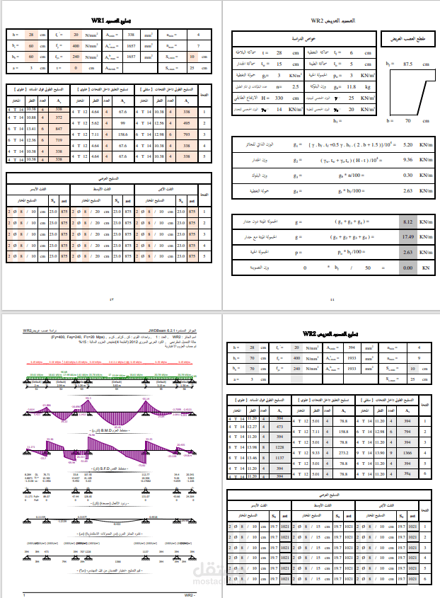 التنسيق في ملف pdf للمذكرة الحسابية لمشروع تخرج لأحد طلاب الهندسة المدنية