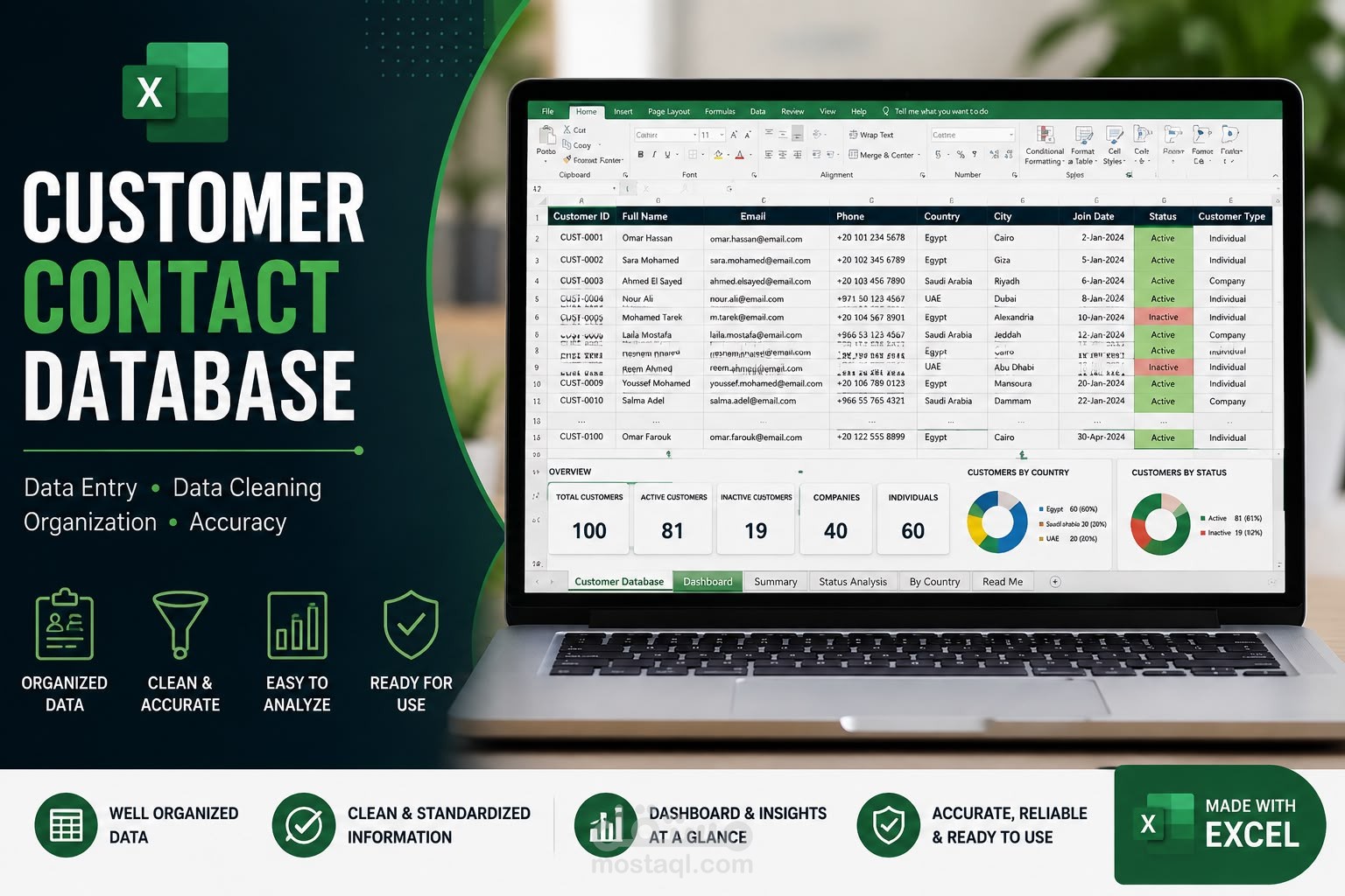 تنظيم وتنظيف قاعدة بيانات العملاء باستخدام Excel وWord