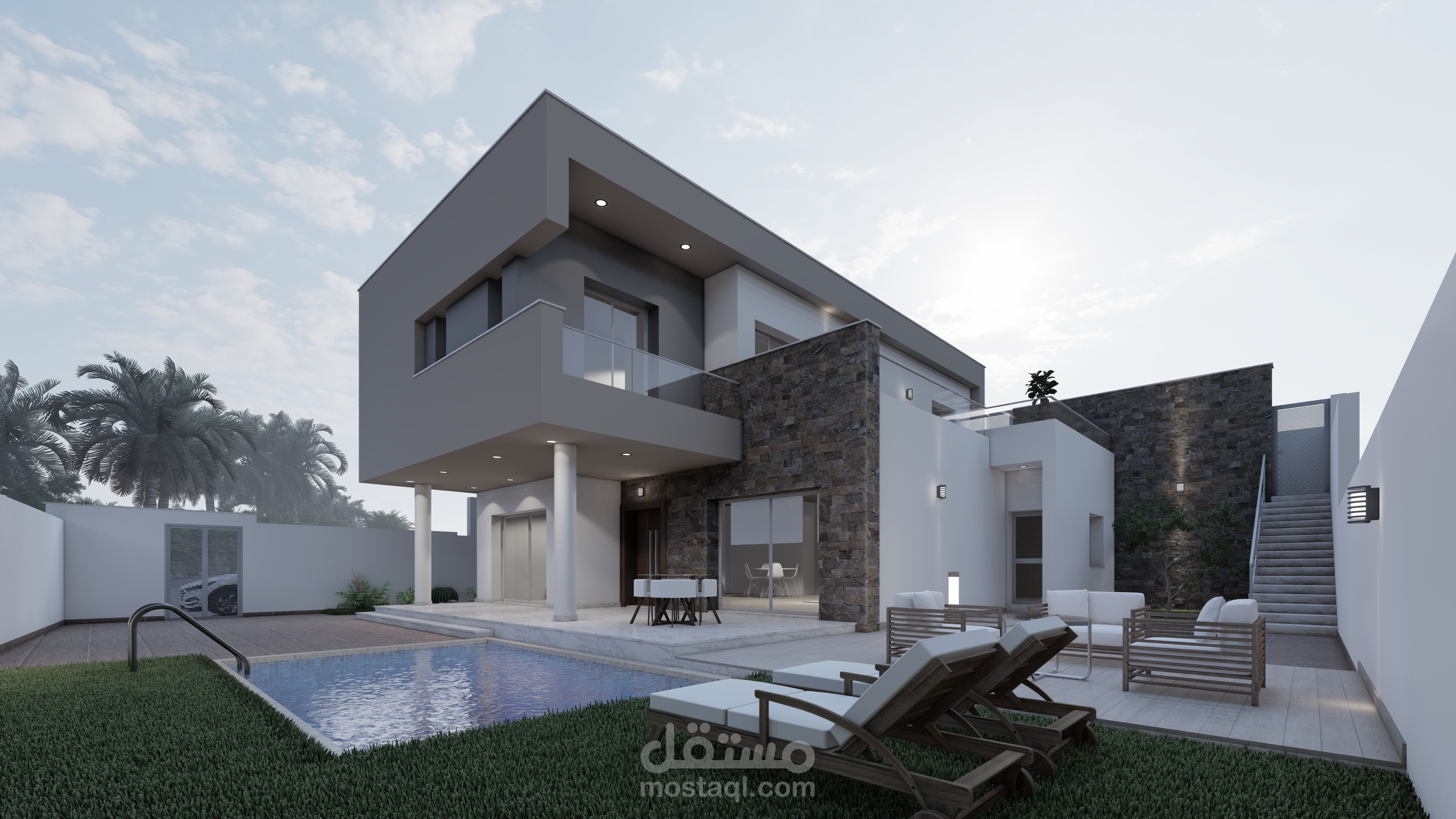 فيلا مودرن تقع على أرض جبلية شمال البلاد التونسية