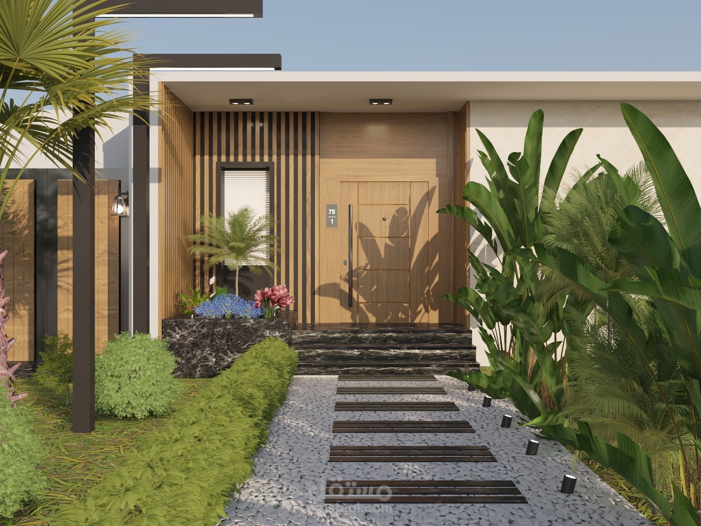 تصميم واجهه فيلا سكنيه و  غرفه الحارس (خارجي )
