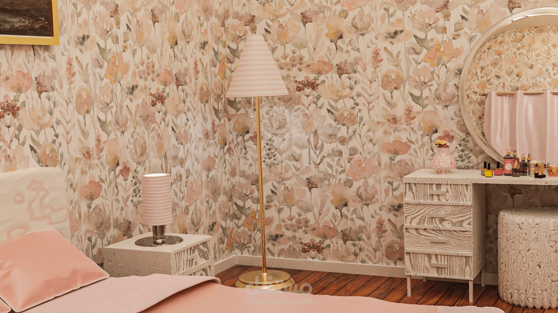 تصميم داخلي لغرفة نوم عبر 3d blender