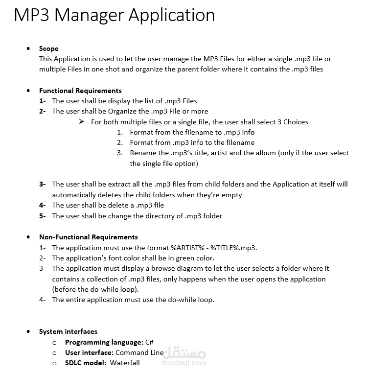 MP3 Manager Application Document