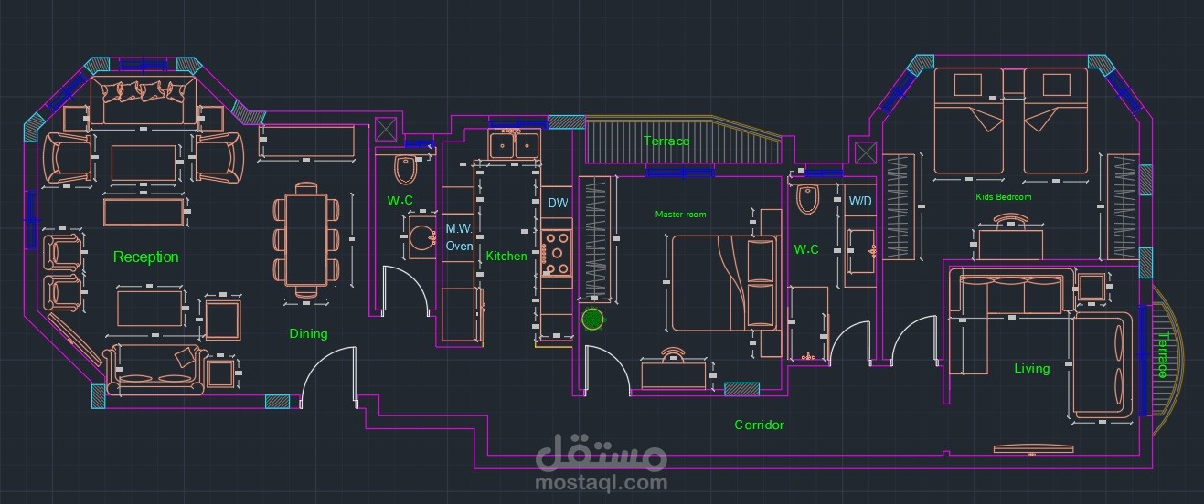 نموذج لتصميم داخلى لبعض الوحدات السكنية