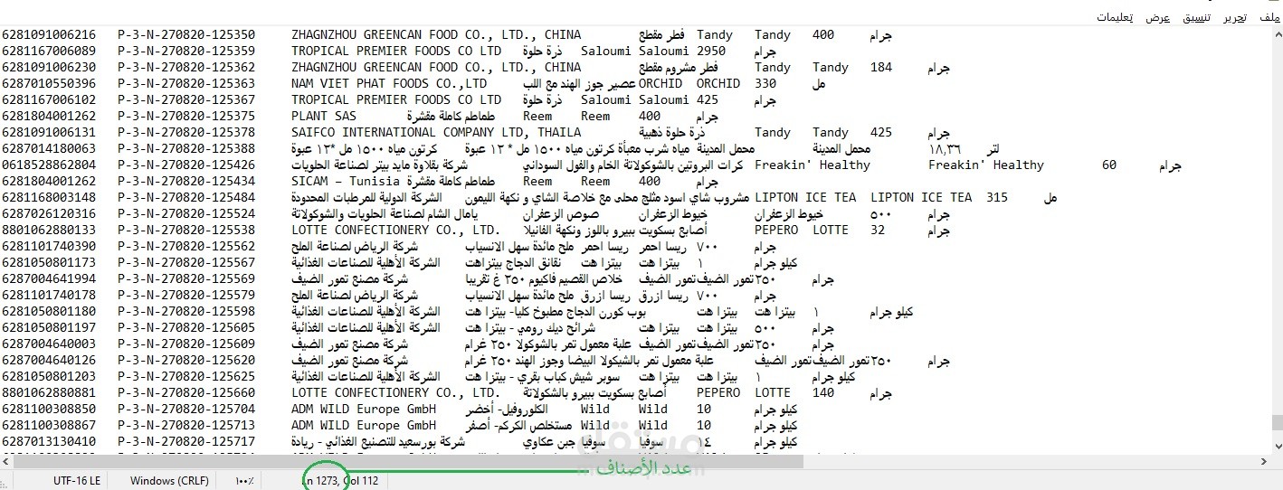 بعض المنتجات السعودية مع أرقام الباركود الخاص بها.