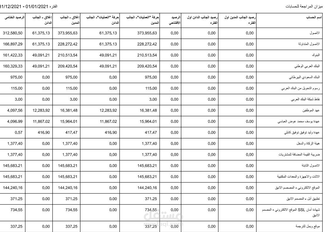 طلب تعديل على ميزان المراجعة لعام 2021م