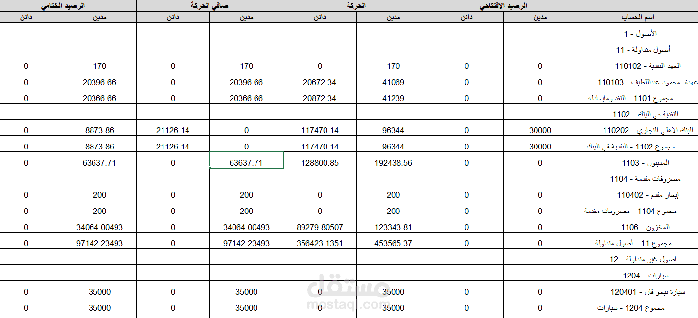 مراجعة حسابات مدخلة في برنامج  قيود