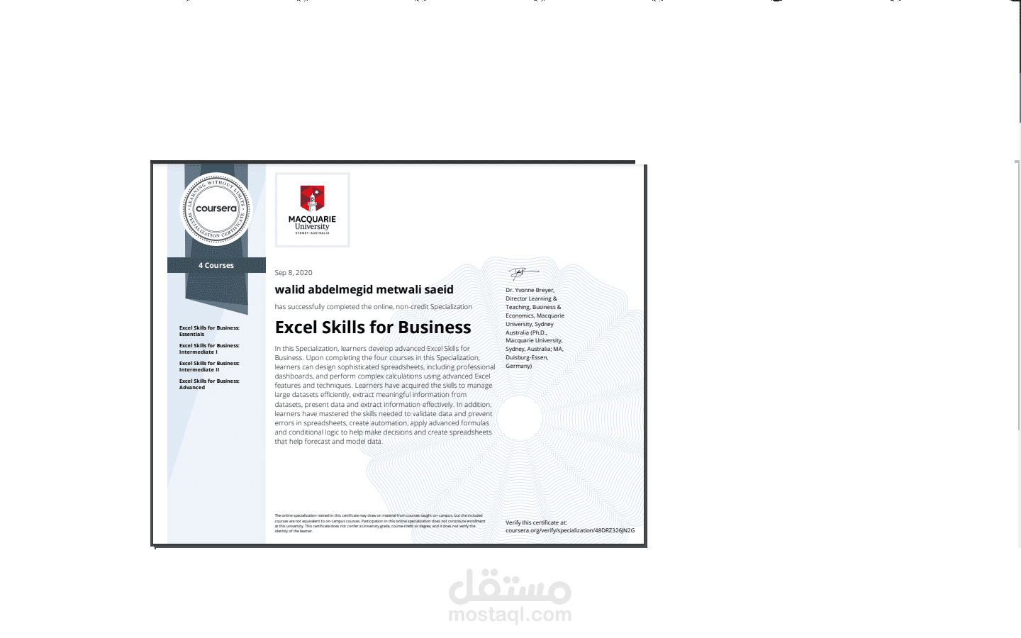 Macquarie University Excel Skills for Business