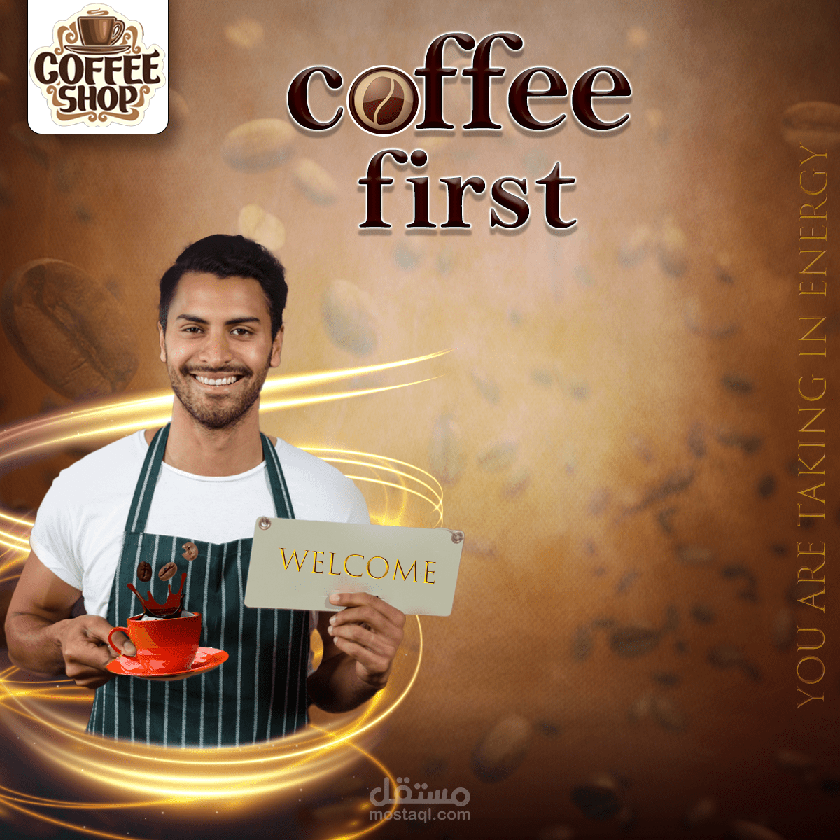 مشروع تصميم بوستات سوشيال ميديا لمتجر قهوه