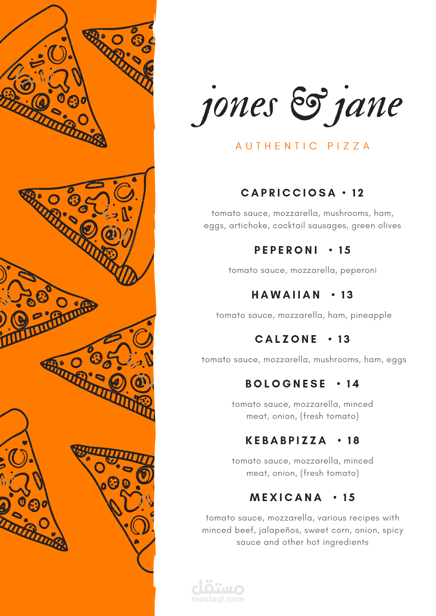 Restaurant food menu