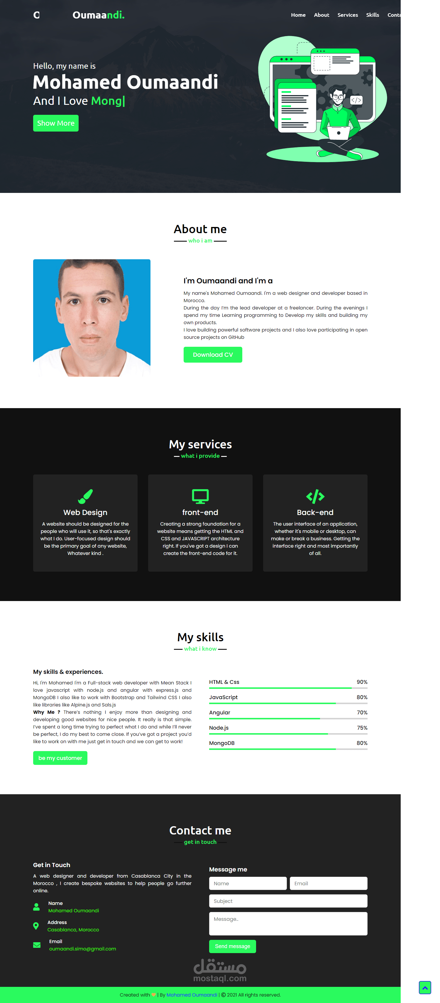 موقع شخصي عبارة على معرض اعمل
