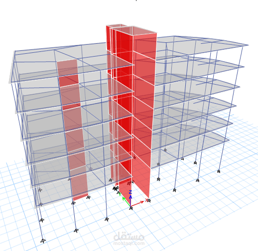 تصميم إنشائي لمبنى سكني مع وجود معارض تجارية في الطابق الأرضي