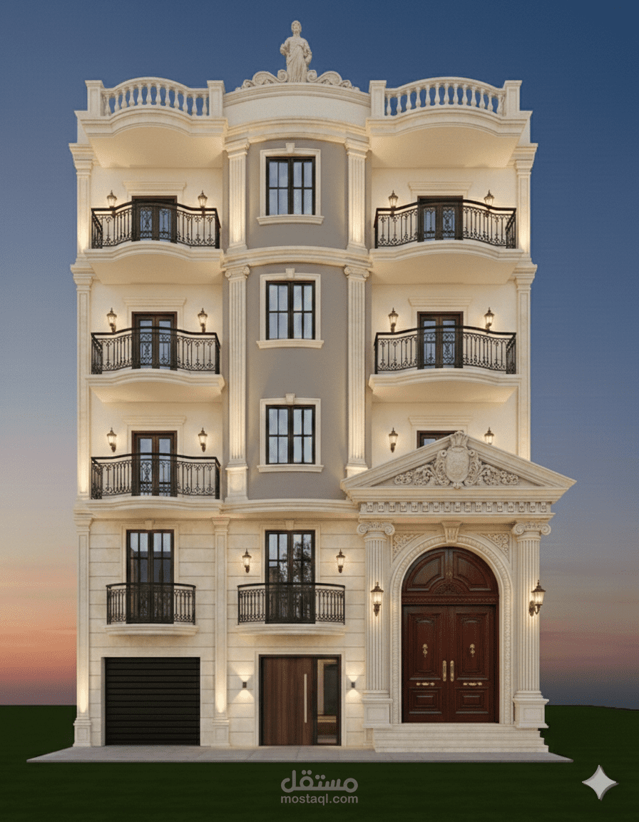 تصميم معماري وانشائي لمساحة ١٤٠ متر مربع