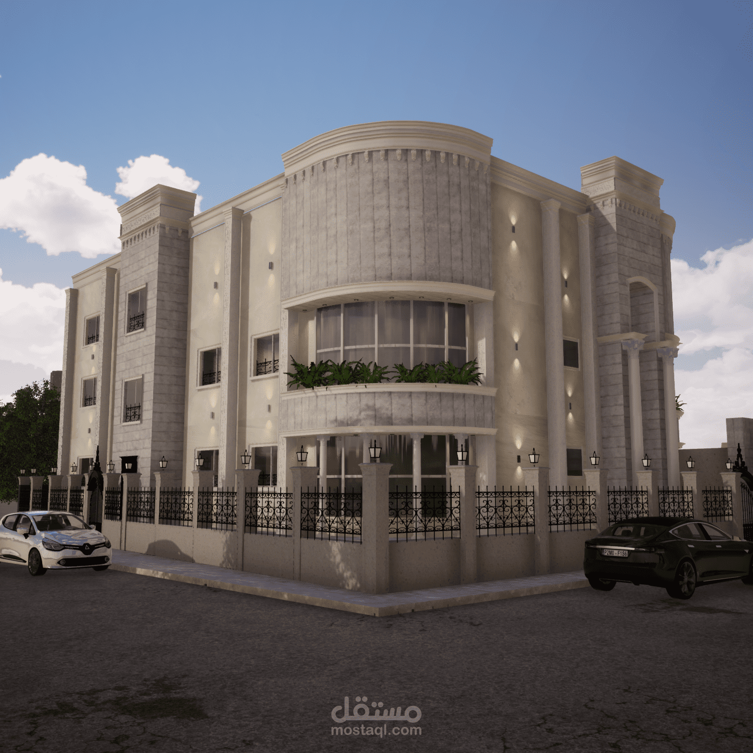 تصميم خارجي لفيلا في السعودية نمط كلاسيك