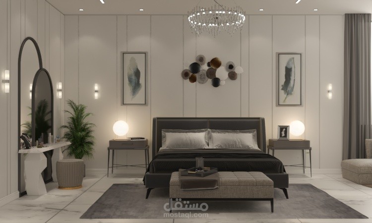 تصميم غرفة نوم ماستر مع حمام