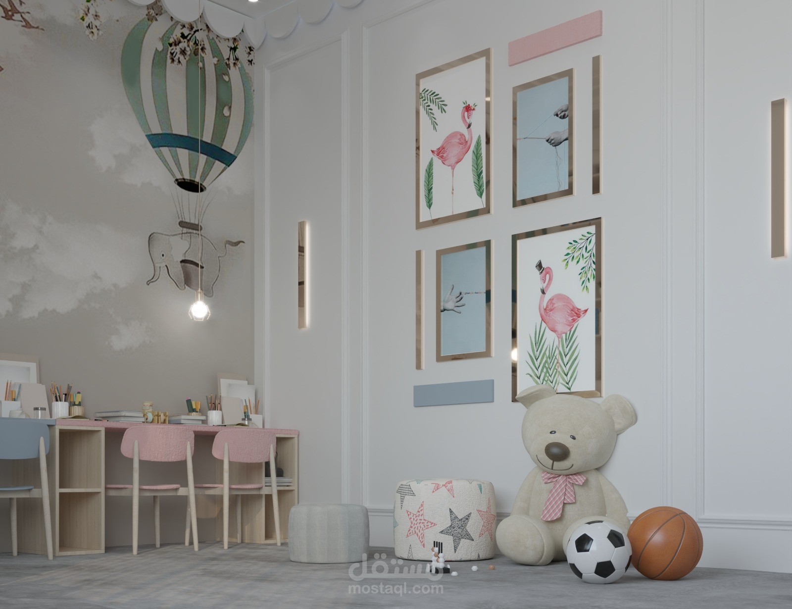 تصميم داخلي لغرفة لعب أطفال في المملكة العربية السعودية