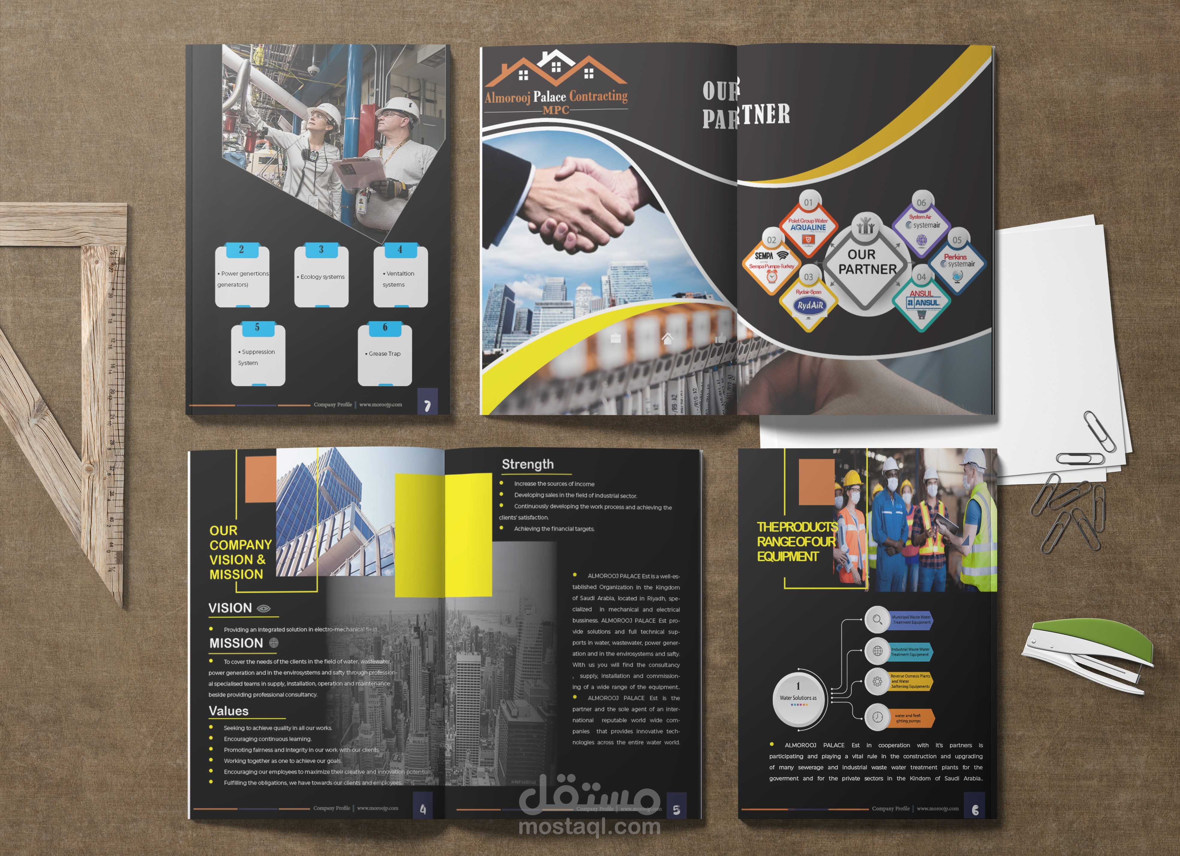 بروفيل شركه مقاولات باستخدام برنامج الانديزاين