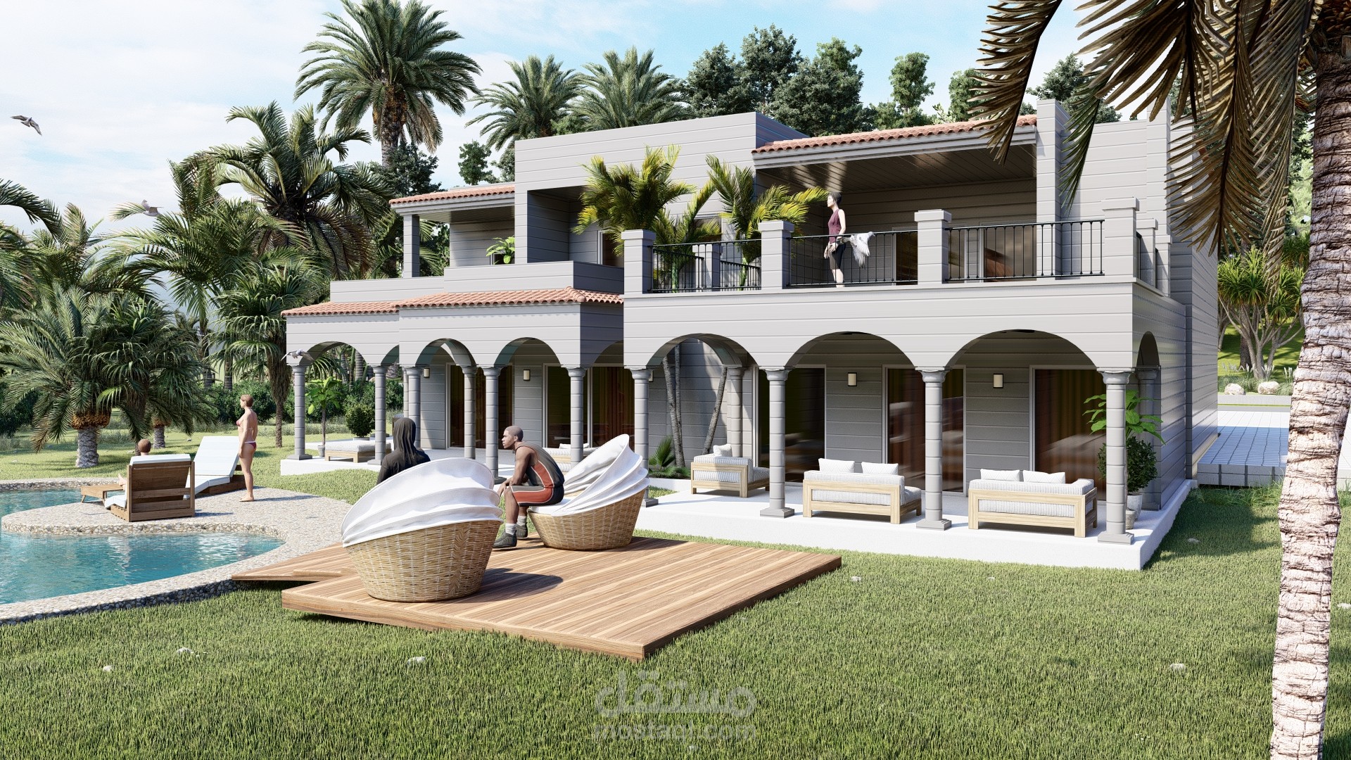 فيللا نيوكلاسيك بحمام سباحه وسط مزرعة