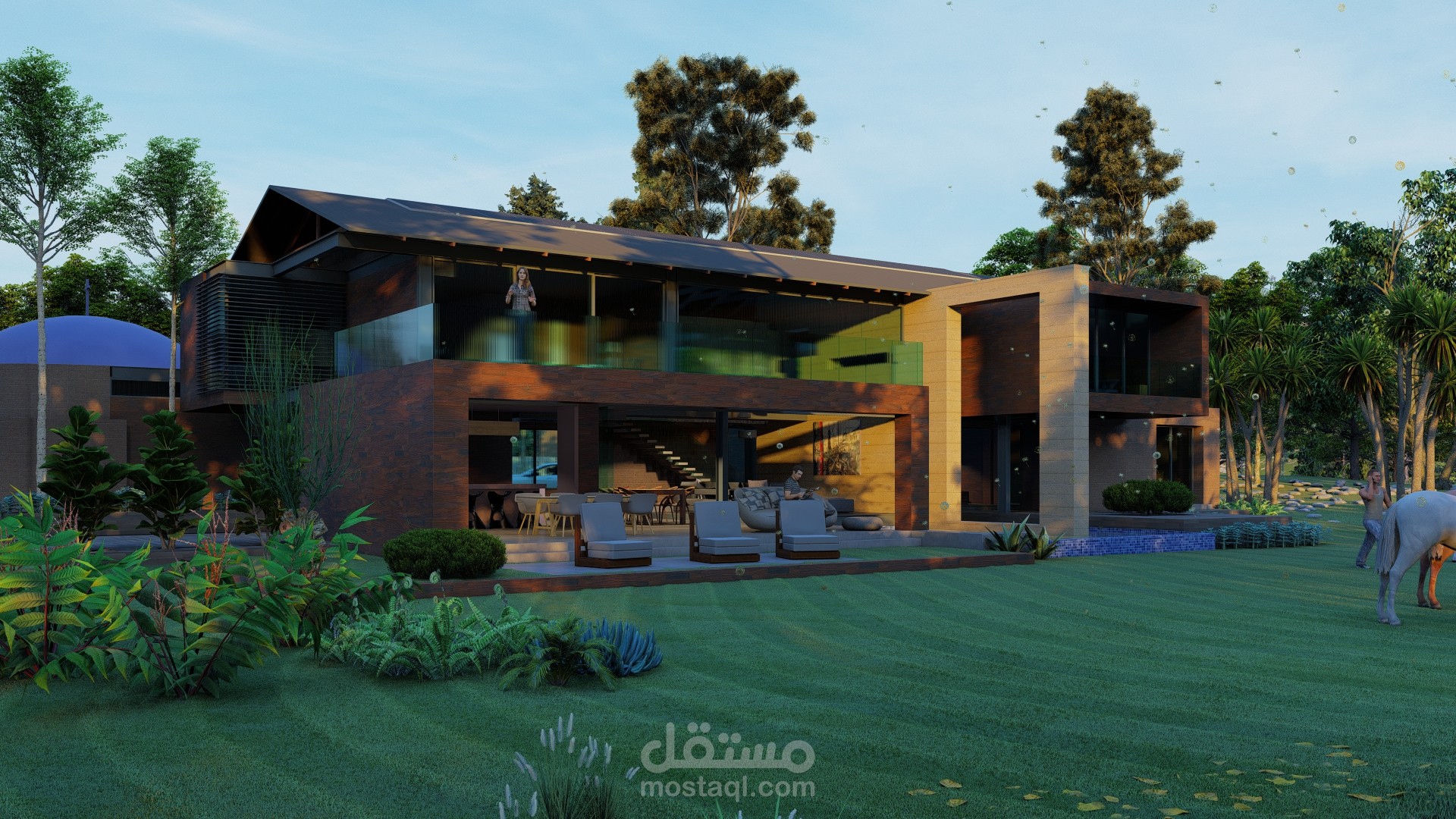 تصميم لفيللا وسط مزرعة كبيرة بالاردن