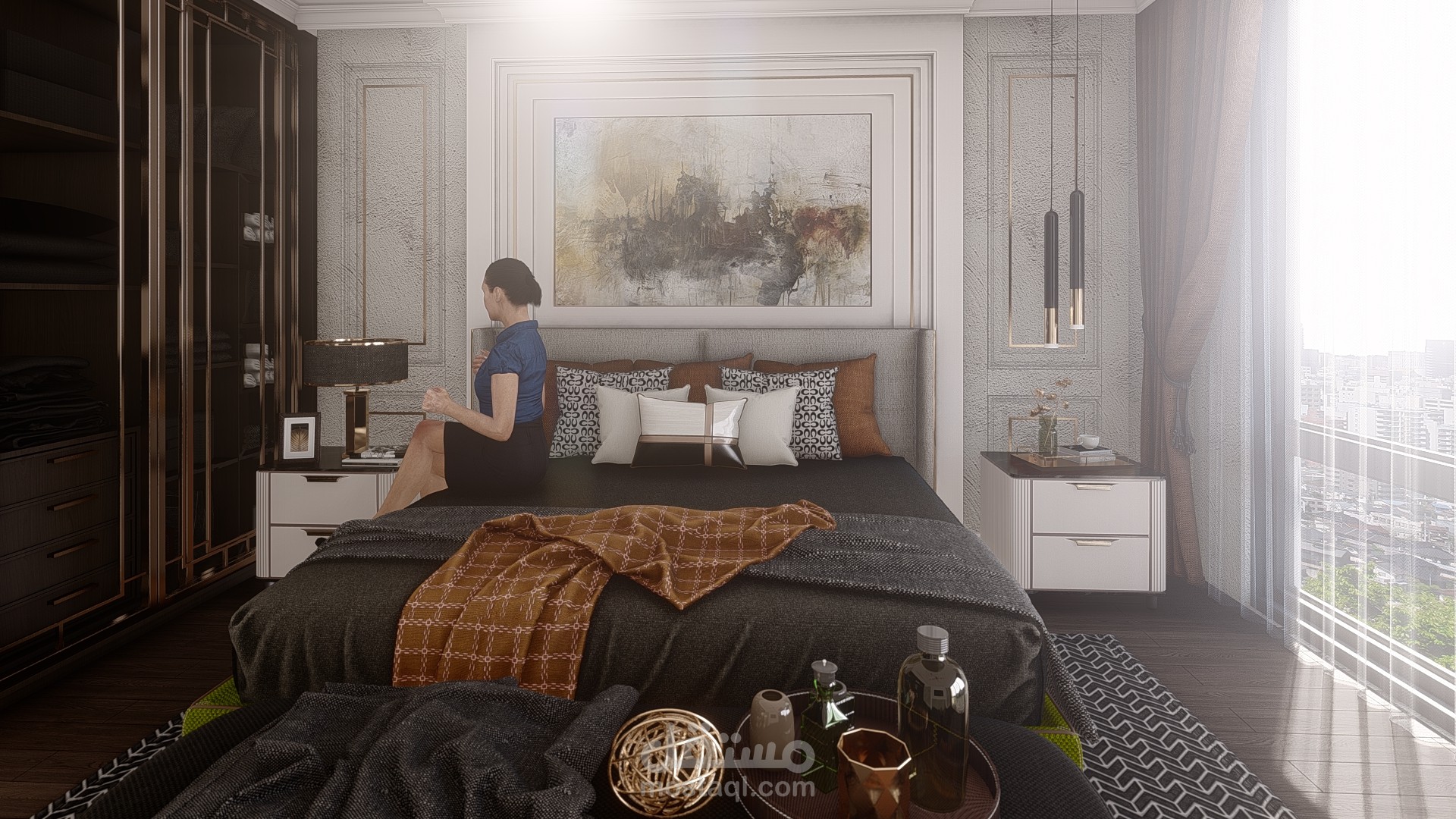 تصميم غرفة نوم بالاسكتش اب واللوميون