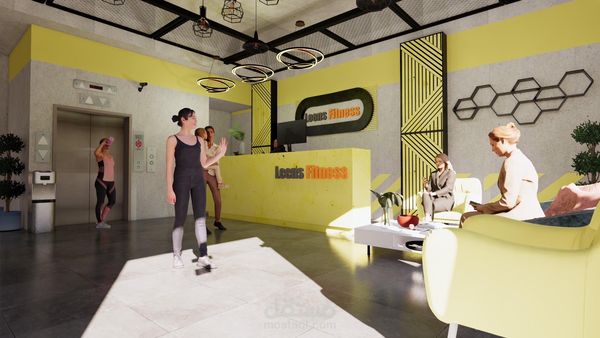 تصميم ريسبشن لجيم نسائي في السعودية