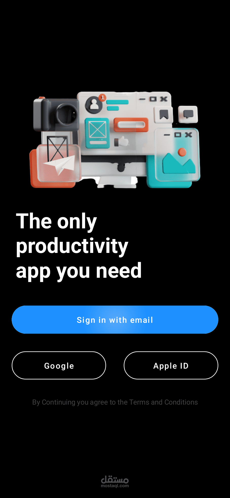 عمل واجهة لتطبيق هاتف لتتبع الإنتاجية و المهام