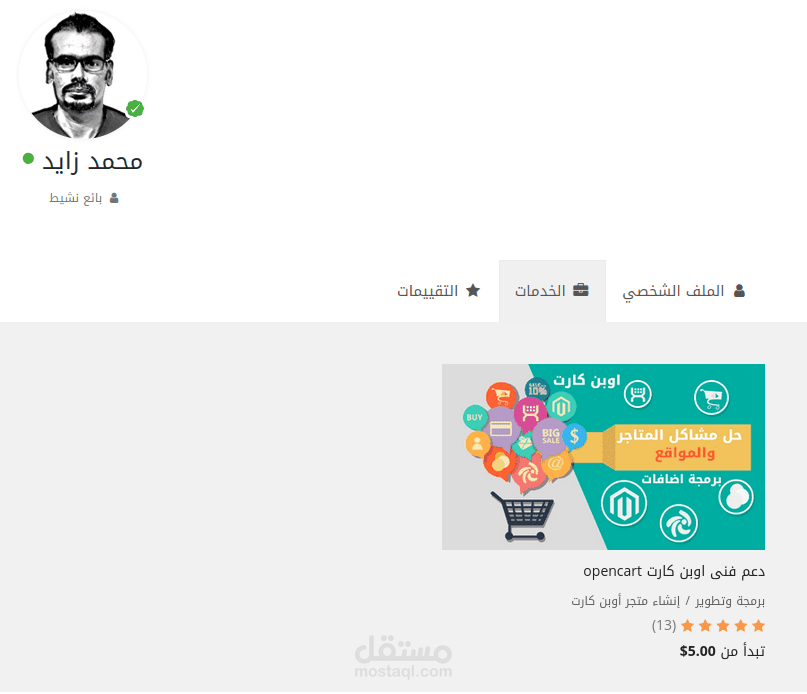 العمل على اكثر من 12 طلب فى خمسات بناء متجر ودعم فنى
