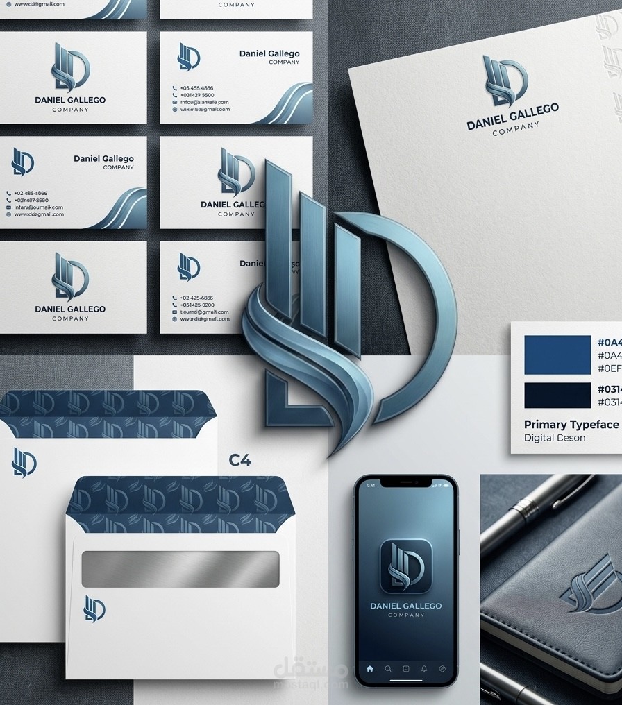 تصميم هوية بصرية متكاملة واحترافية لشركة (Daniel Gallego Company)