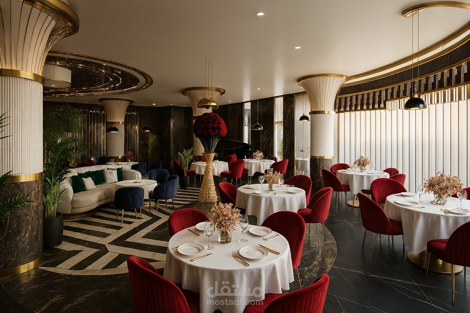 تصميم مطعم عصري بطراز حديث في السعودية