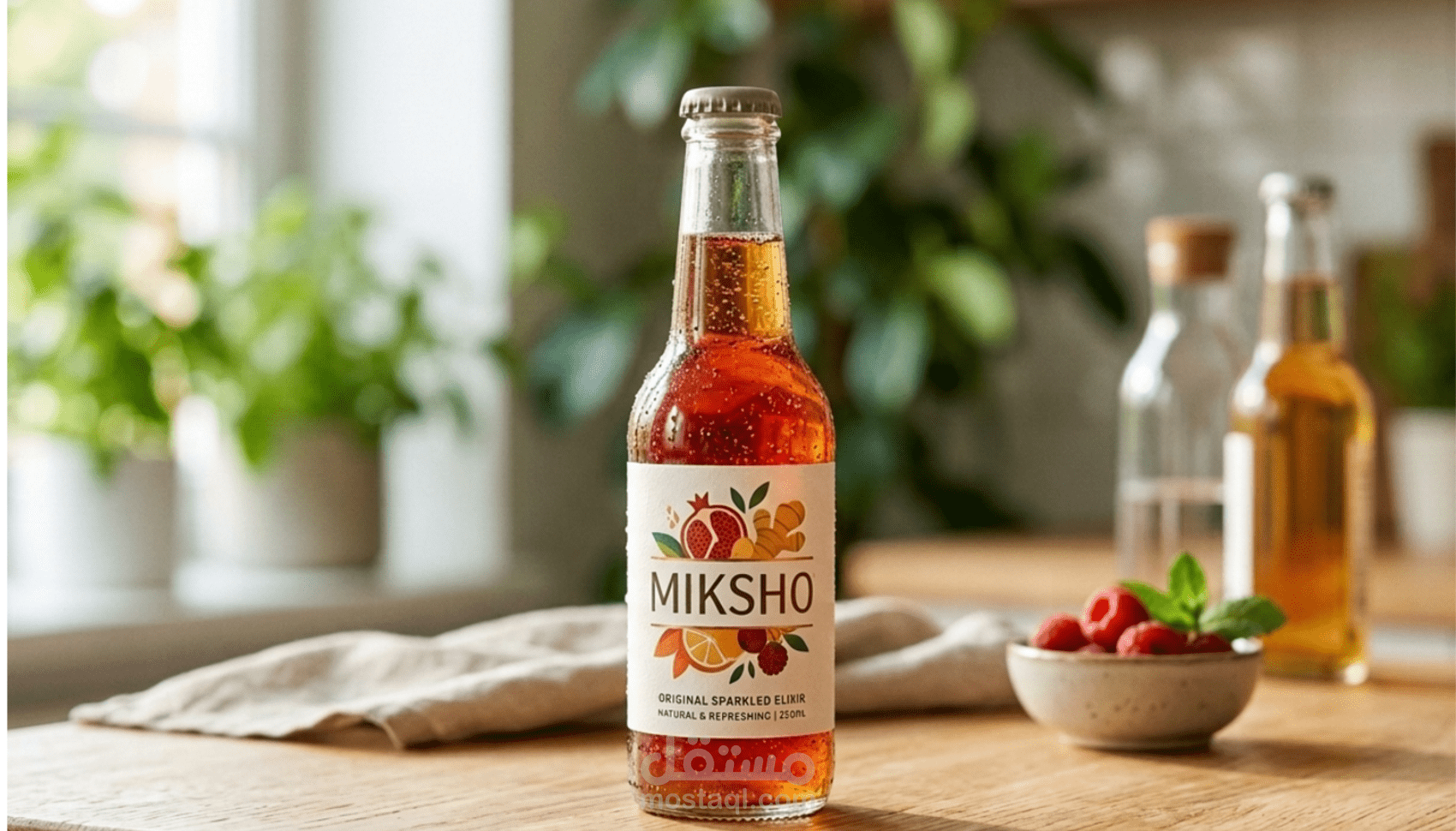 عمل mockup لمشروب اسمه miksho