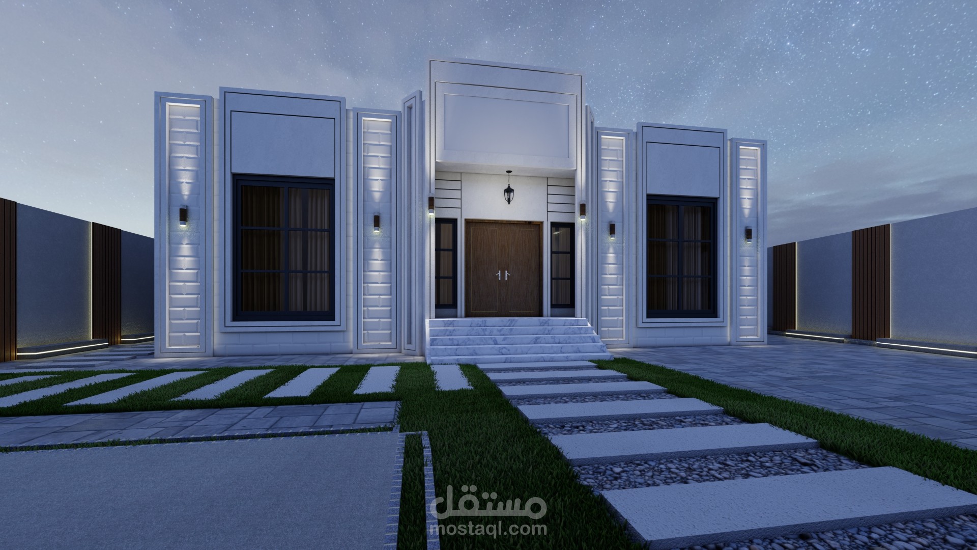 لقطة ليلية لتصميم فيلا في عمان ️