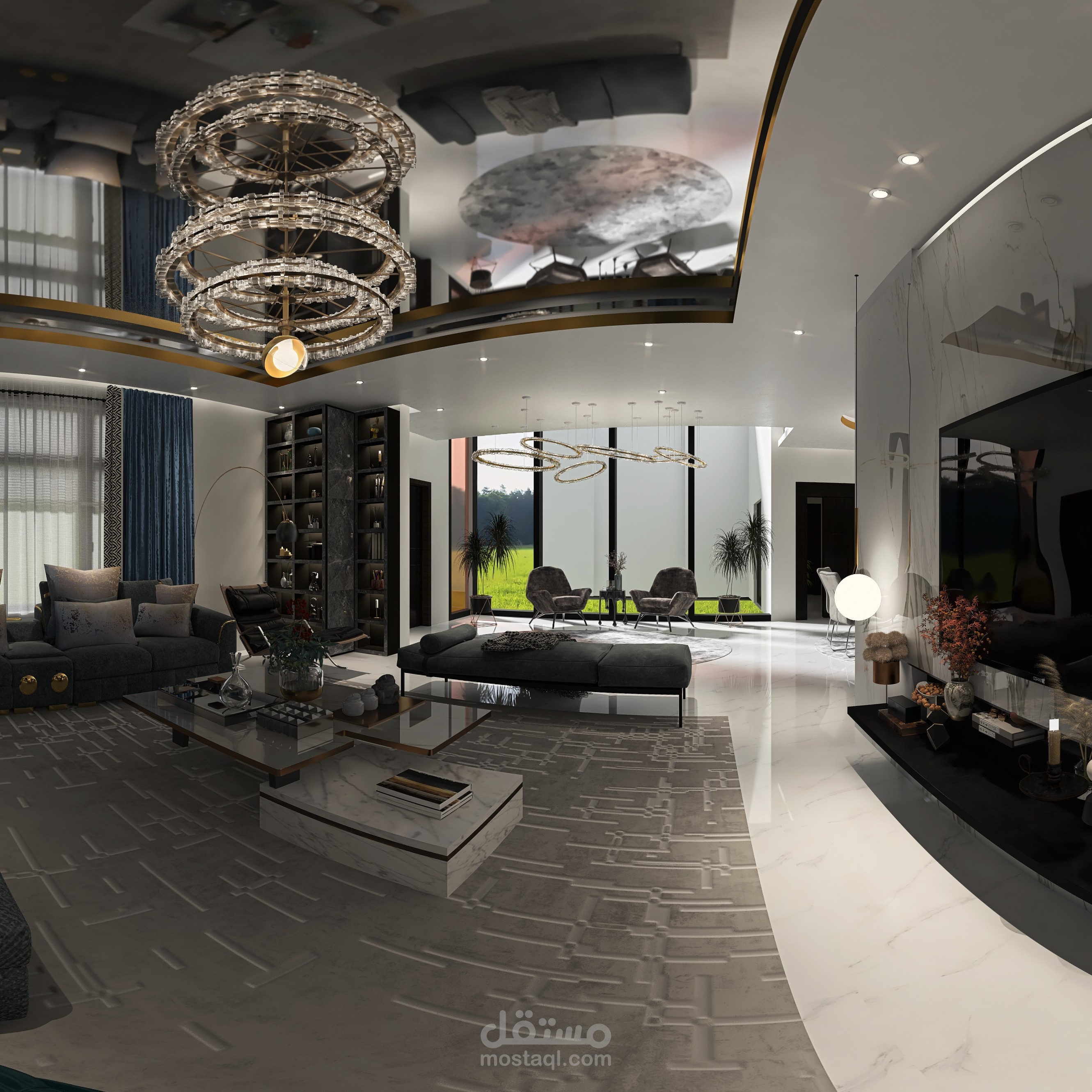 صالة معيشة فخمة