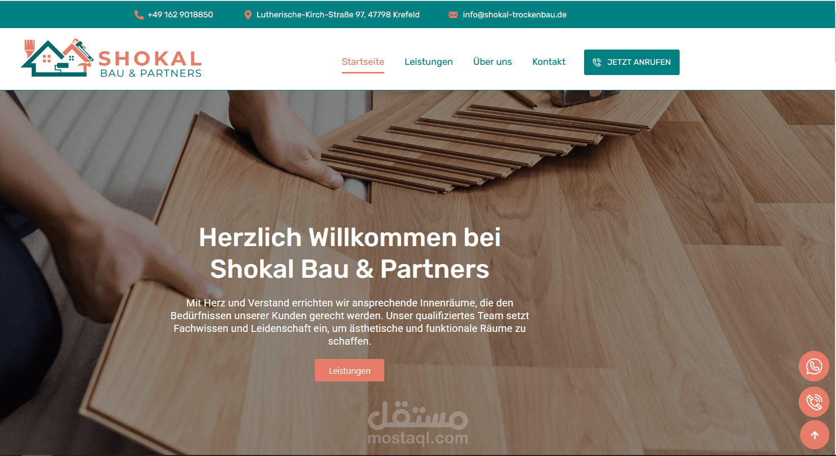 shokal-trockenbau - موقع احترافي لشركة متخصصة في أعمال البناء والتجديد – تجربة إبداعية من الفكرة إلى الإطلاق