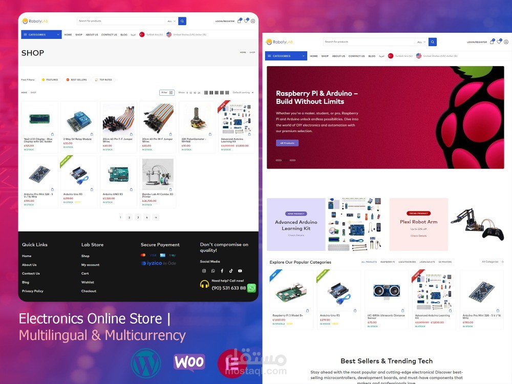 متجر إلكتروني متعدد اللغات والعملات لشركة RobotyLab